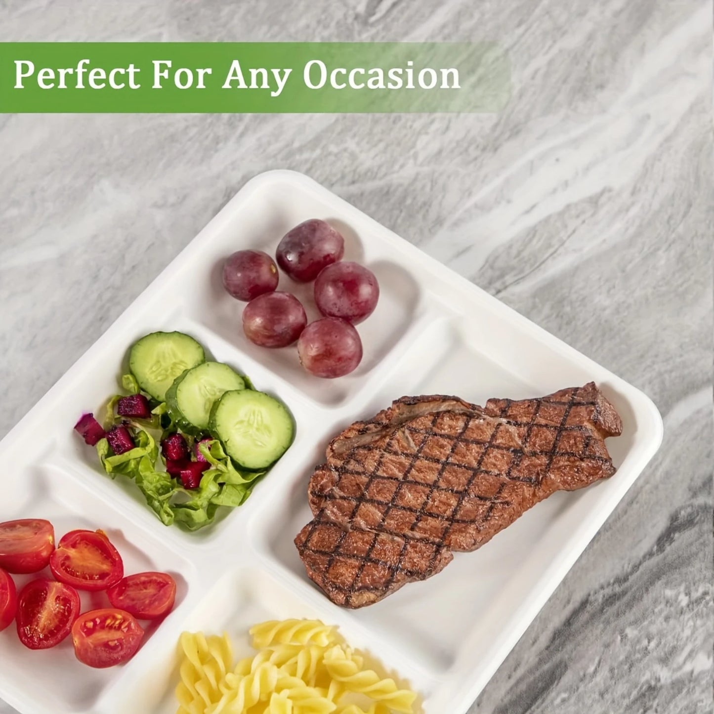 125 Pack 8 * 10 inch Heavy Duty Paper Plates with 5 Com