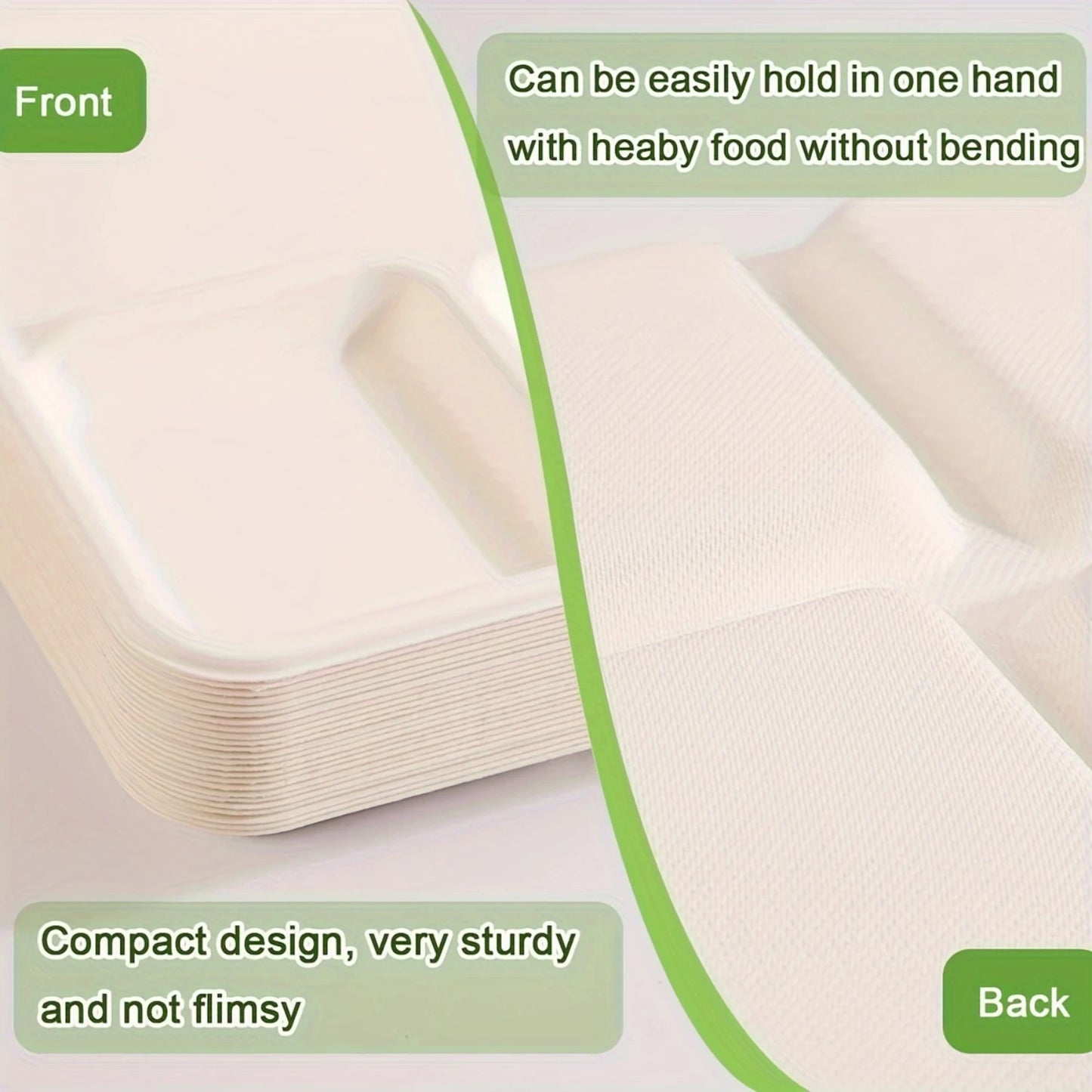 125 Pack 8 * 10 inch Heavy Duty Paper Plates with 5 Com