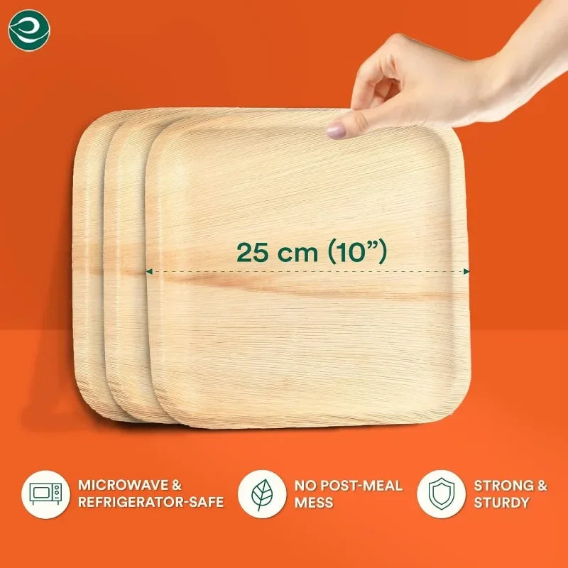 Compostable 10 Inch Palm Leaf Square Plates