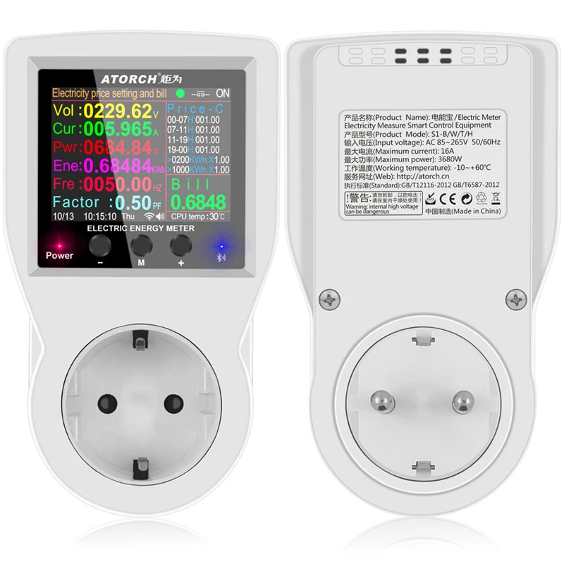 AC220V 110V 16A WIFI Smart Socket Digital Wattmeter EU Plug