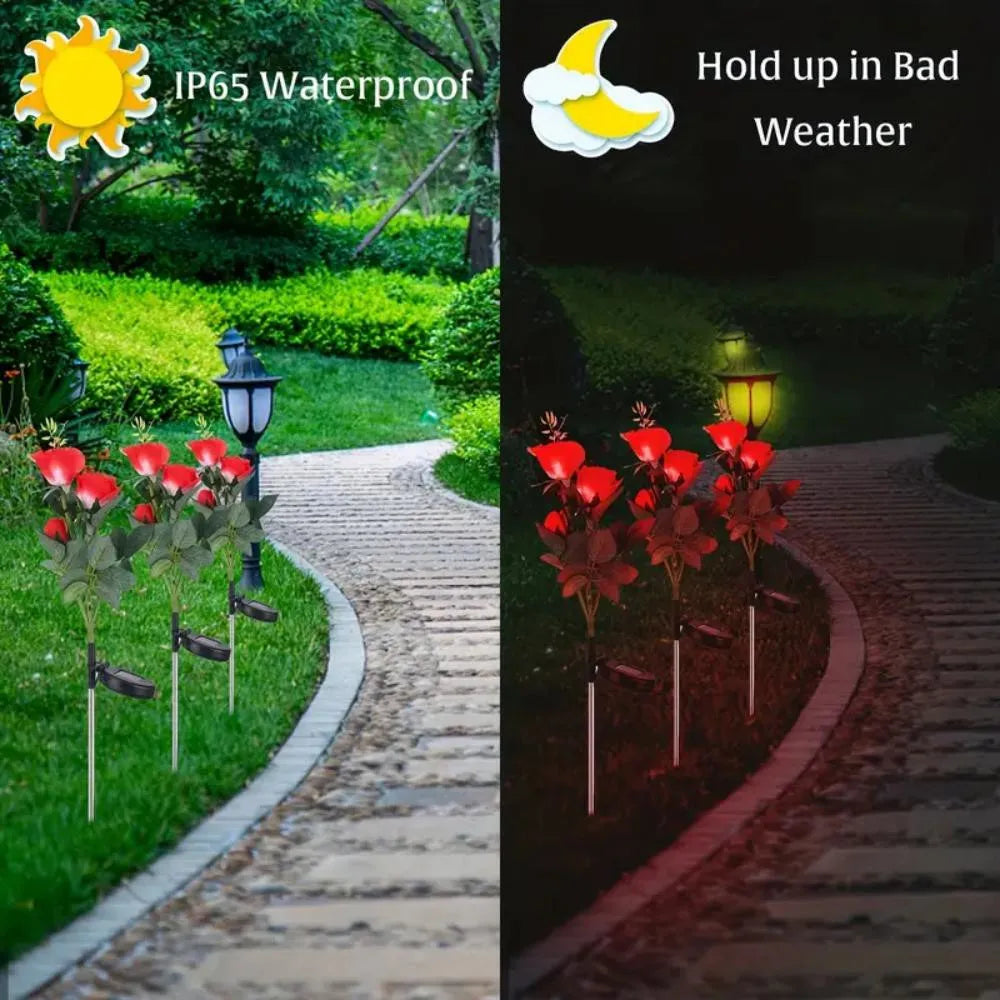 3 Heads Solar LED Romantic Garden Rose
