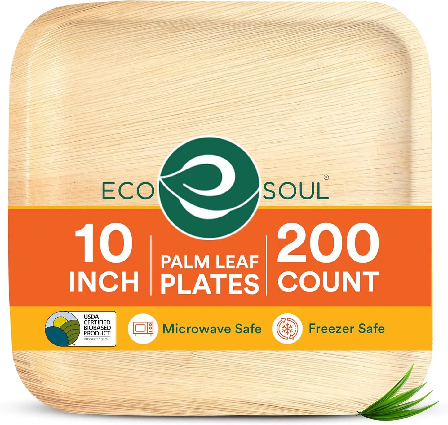 Compostable 10 Inch Palm Leaf Square Plates