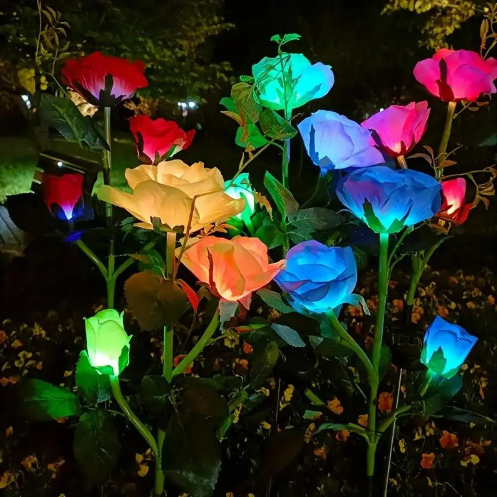 3 Heads Solar LED Romantic Garden Rose