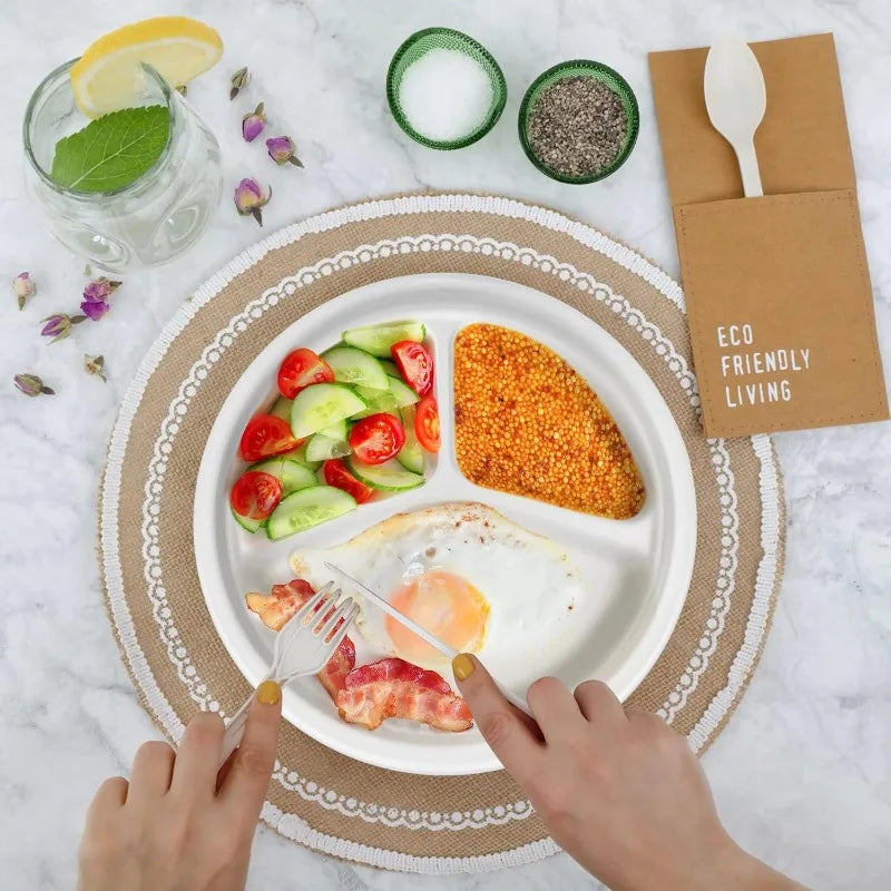 150PCS Compostable 10in Paper Plates