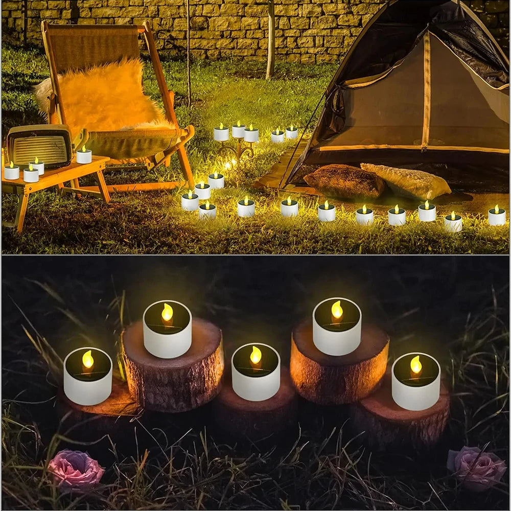 Solar Tea Lights Rechargeable Candles for Party Garden