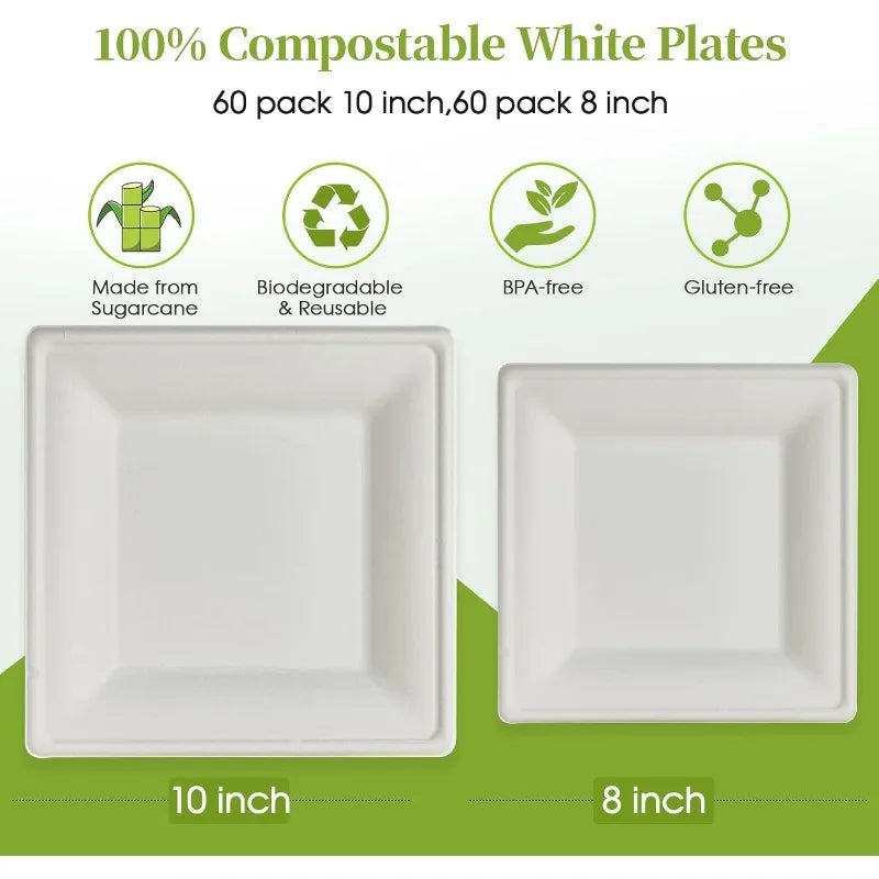 120 Pack Compostable Paper Plates