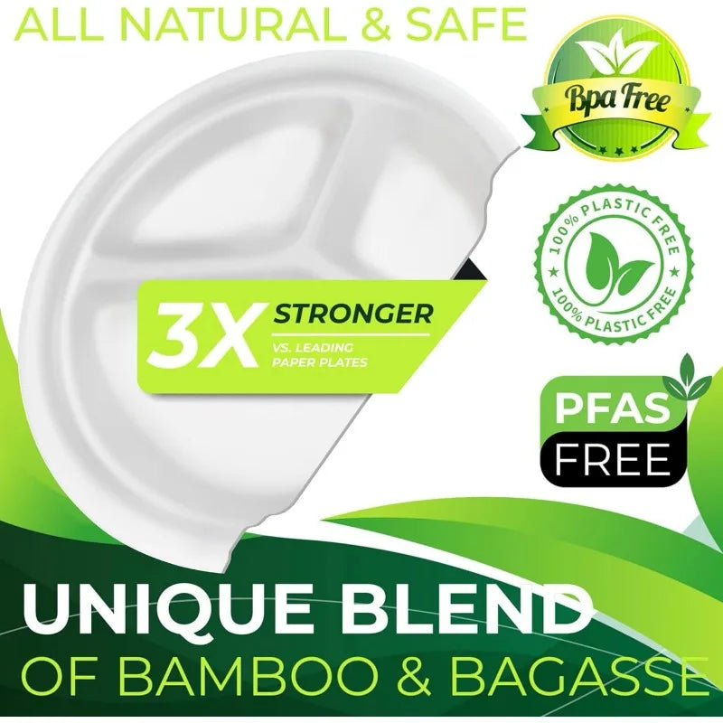 150PCS Compostable 10in Paper Plates