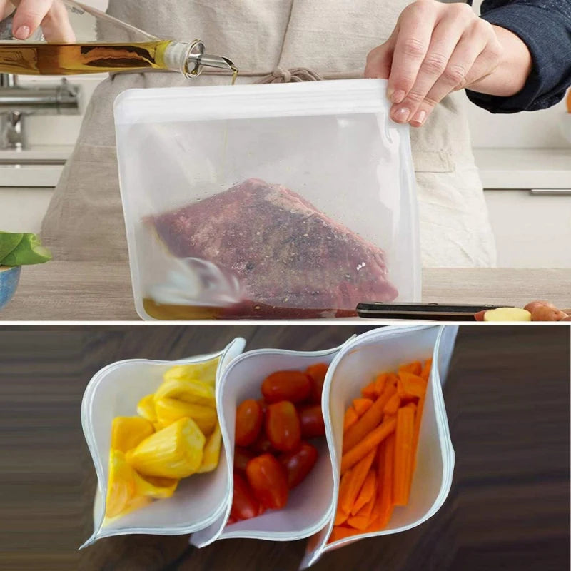 1/2/3/5Pcs Reusable Food Freezer Bags