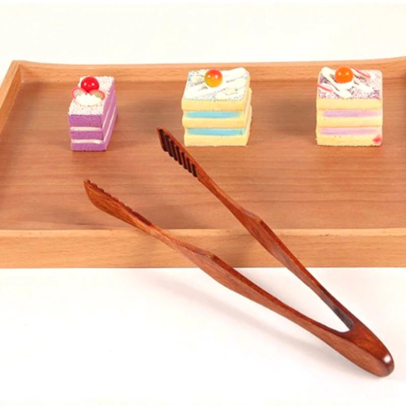 1Pc Bamboo Cooking Kitchen Tongs Food BBQ Tool Salad Bacon Steak Bread Cake Wooden Clip Home Kitchen Utensil