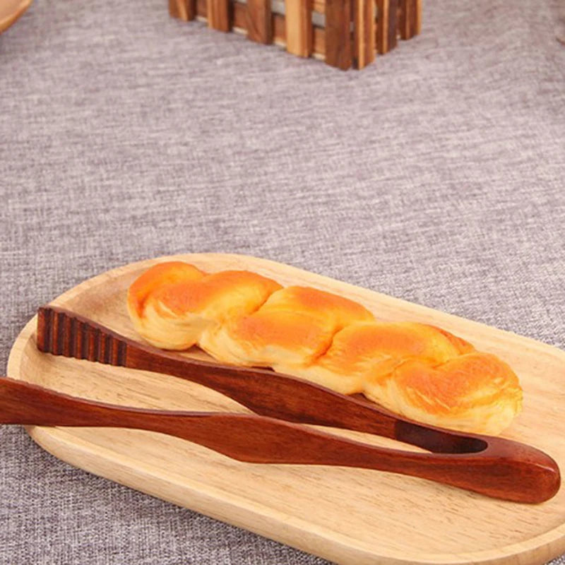 1Pc Bamboo Cooking Kitchen Tongs Food BBQ Tool Salad Bacon Steak Bread Cake Wooden Clip Home Kitchen Utensil