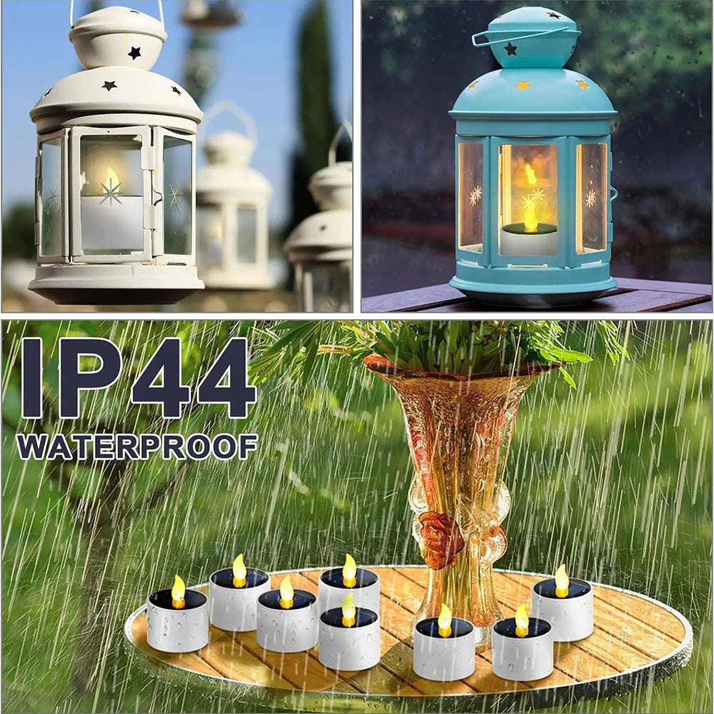 Solar Tea Lights Rechargeable Candles for Party Garden