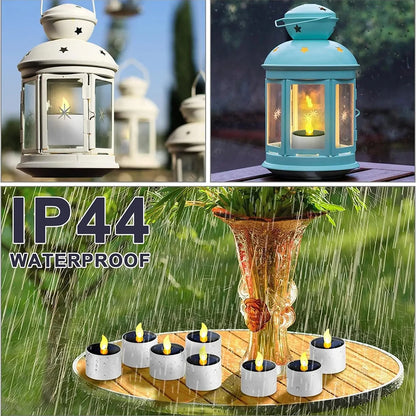 Solar Tea Lights Rechargeable Candles for Party Garden