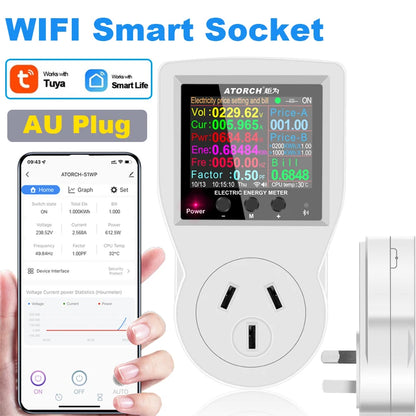AC220V 110V 16A WIFI Smart Socket Digital Wattmeter EU Plug