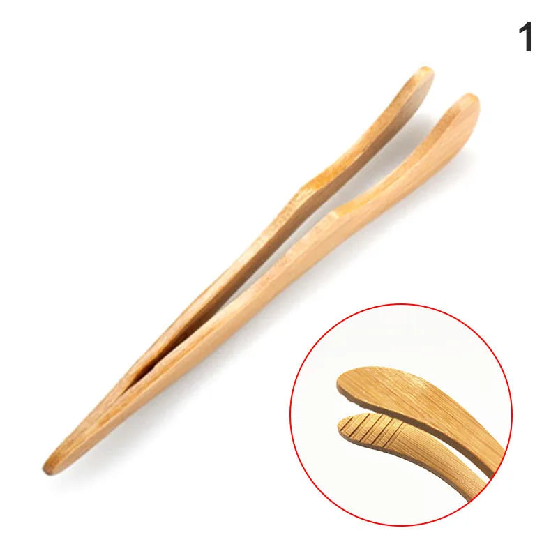 1Pc Bamboo Cooking Kitchen Tongs Food BBQ Tool Salad Bacon Steak Bread Cake Wooden Clip Home Kitchen Utensil