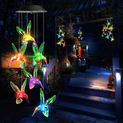 1PC Solar-Powered Hummingbird Wind Chimes