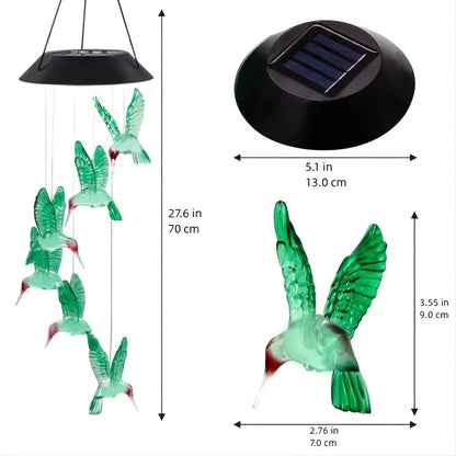 1PC Solar-Powered Hummingbird Wind Chimes