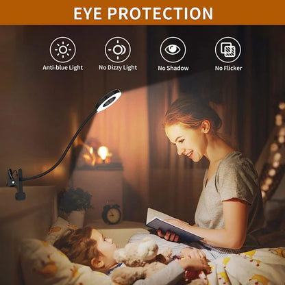 LED Reading Light with Clamp 3 Color & 10 Brightness Desk Lamp