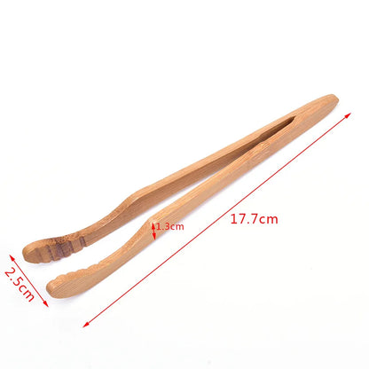 1Pc Bamboo Cooking Kitchen Tongs Food BBQ Tool Salad Bacon Steak Bread Cake Wooden Clip Home Kitchen Utensil