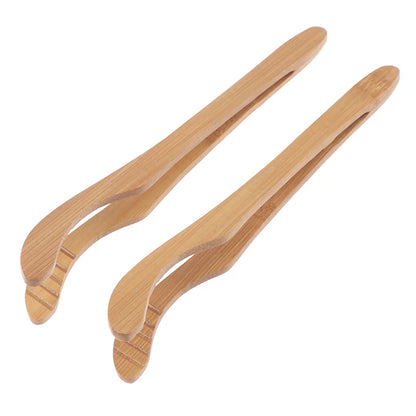 1Pc Bamboo Cooking Kitchen Tongs Food BBQ Tool Salad Bacon Steak Bread Cake Wooden Clip Home Kitchen Utensil