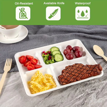 125 Pack 8 * 10 inch Heavy Duty Paper Plates with 5 Com