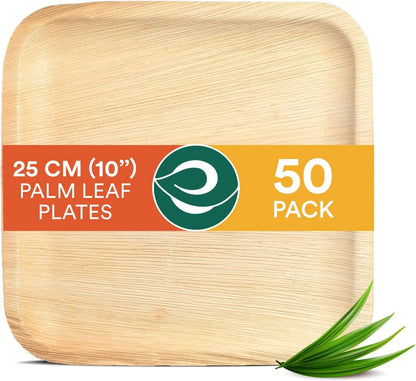 Compostable 10 Inch Palm Leaf Square Plates