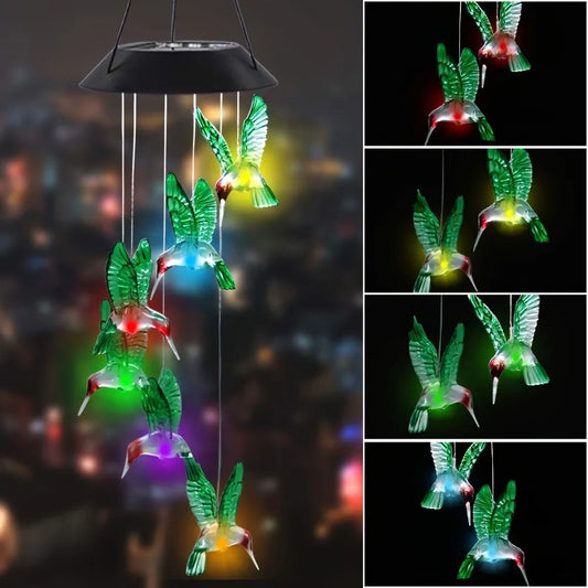 1PC Solar-Powered Hummingbird Wind Chimes