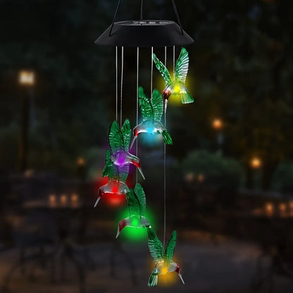 1PC Solar-Powered Hummingbird Wind Chimes