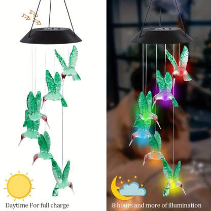 1PC Solar-Powered Hummingbird Wind Chimes