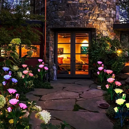 3 Heads Solar LED Romantic Garden Rose