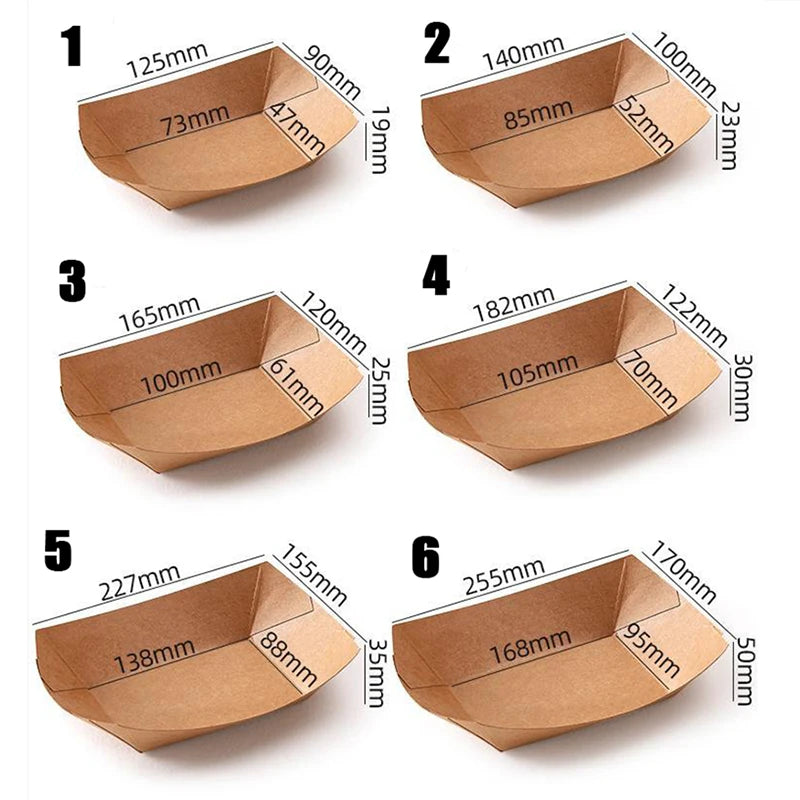 100Pcs Food Trays Sushi Wood Boat Plate Tray