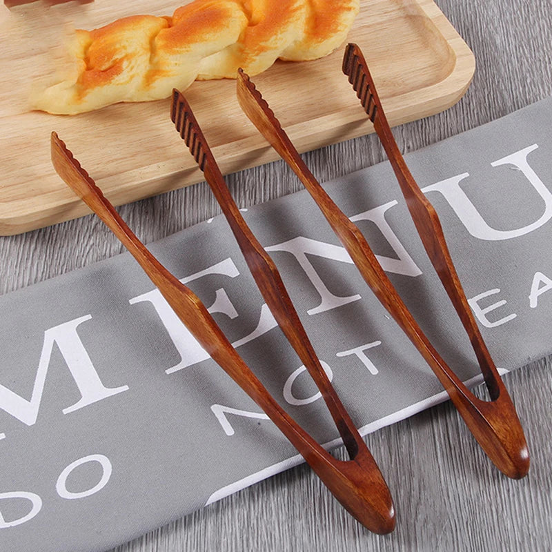 1Pc Bamboo Cooking Kitchen Tongs Food BBQ Tool Salad Bacon Steak Bread Cake Wooden Clip Home Kitchen Utensil