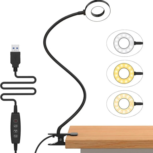 LED Reading Light with Clamp 3 Color & 10 Brightness Desk Lamp