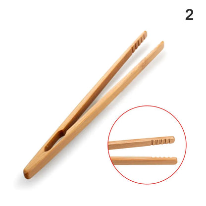 1Pc Bamboo Cooking Kitchen Tongs Food BBQ Tool Salad Bacon Steak Bread Cake Wooden Clip Home Kitchen Utensil