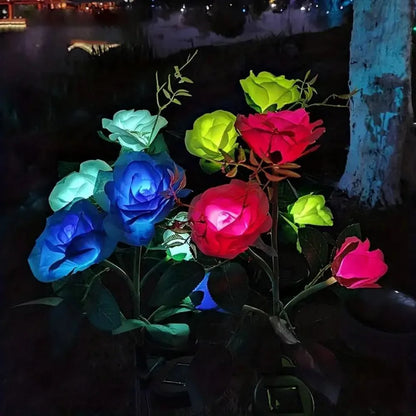 3 Heads Solar LED Romantic Garden Rose