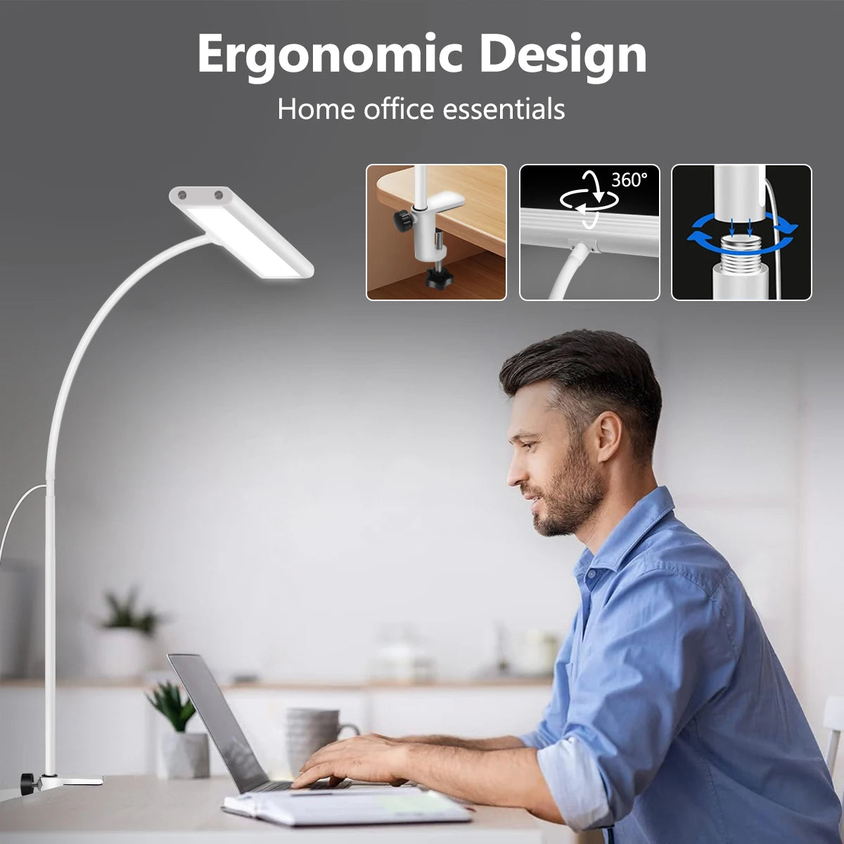 Eye-Caring Desk Light Lamp with Stepless Dimming Adjustable
