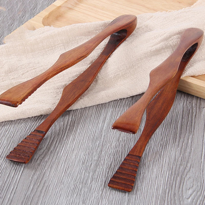 1Pc Bamboo Cooking Kitchen Tongs Food BBQ Tool Salad Bacon Steak Bread Cake Wooden Clip Home Kitchen Utensil