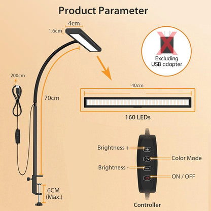 Eye-Caring Desk Light Lamp with Stepless Dimming Adjustable