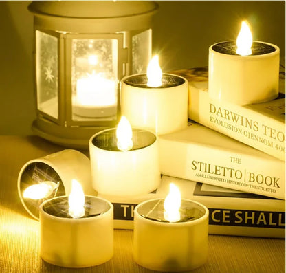 Solar Tea Lights Rechargeable Candles for Party Garden
